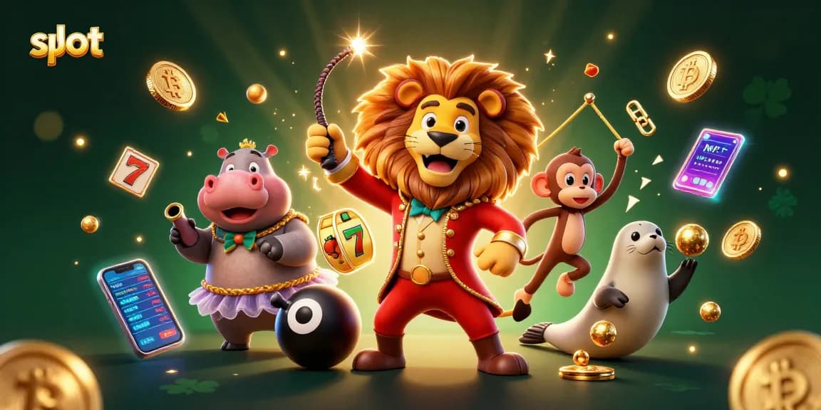 Spin slots with excitement as circus characters playfully showcase winning strategies.