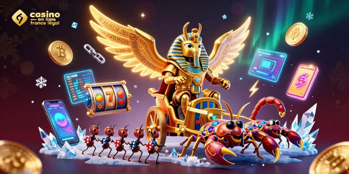 Jouer au casino en ligne France légal avec des personnages flamboyants et des éléments de jeu rayonnants.