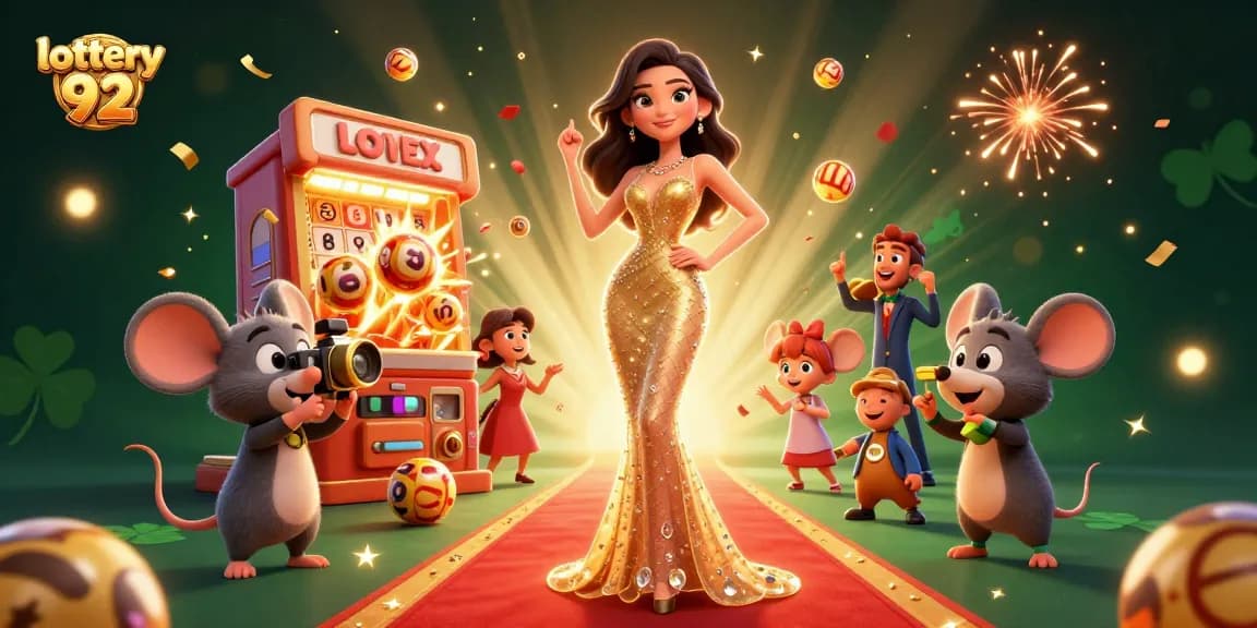 Engage with lottery 92 in this colorful 3D illustration featuring exciting lottery dynamics and glamorous characters.