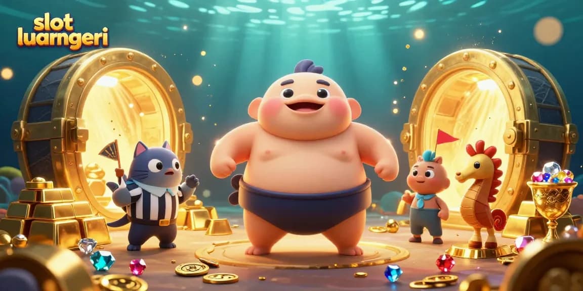Engage exciting slot luar negeri action featuring a fugu, catfish referee, and seahorses in a vibrant casino scene.