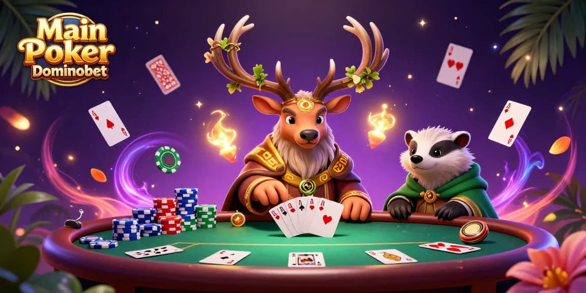 Main Poker Dominobet showcases thrilling poker action at a vibrant table with colorful chips and cards.