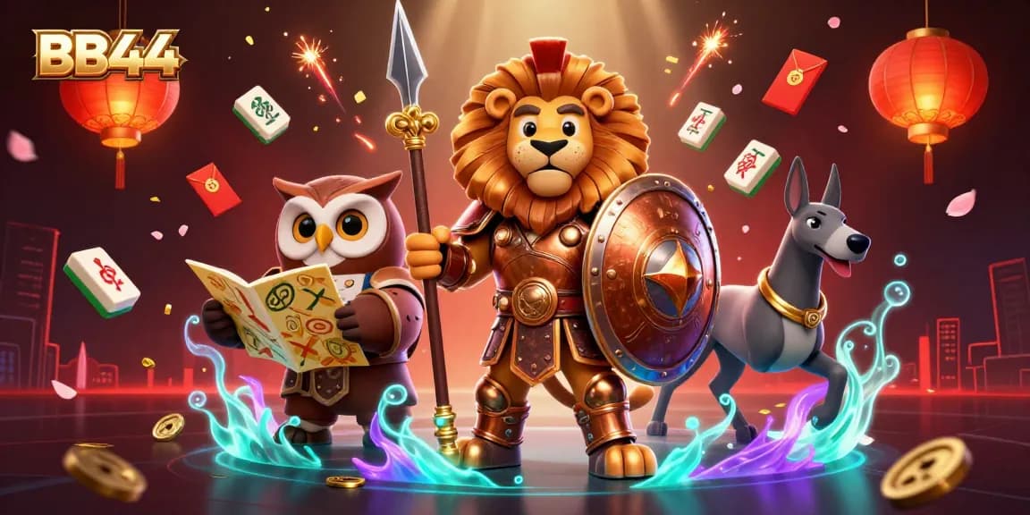 Engage with BB44's thrilling gaming world, featuring immersive characters and vibrant casino elements.