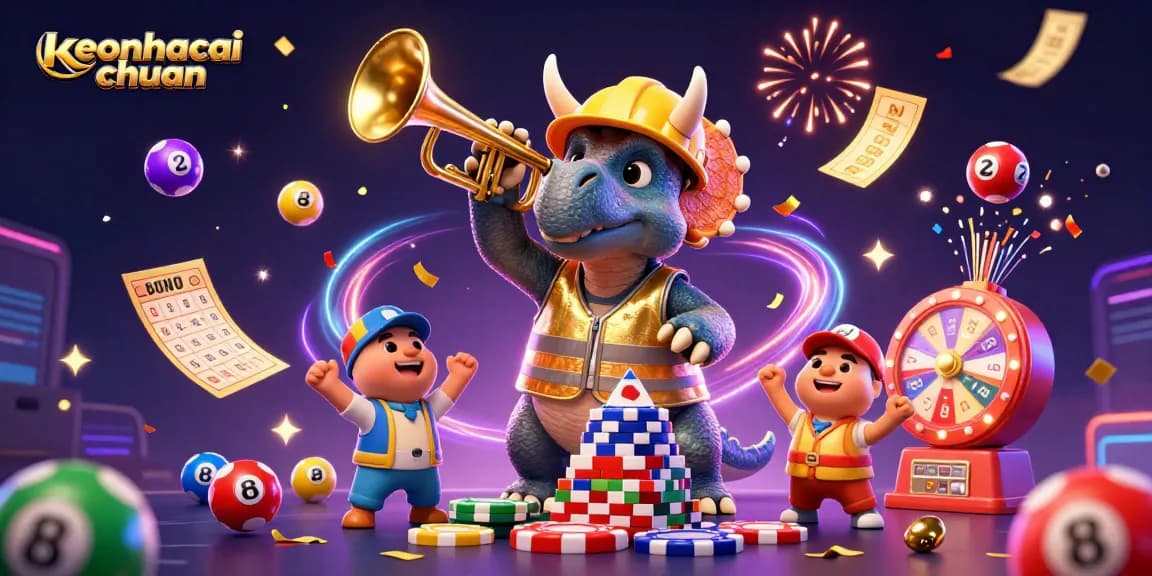 Experience keonhacai chuan as the vibrant casino scene comes alive with 3D cartoon characters celebrating gaming success.
