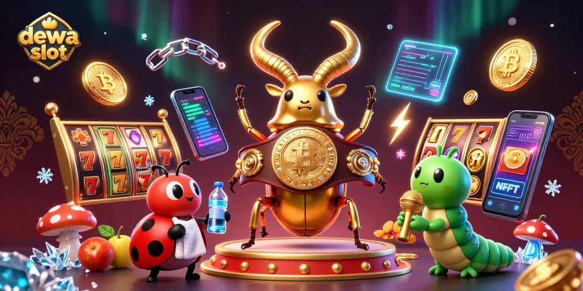 Play dewa slot with an exciting 3D illustration showcasing a competitive gaming atmosphere.
