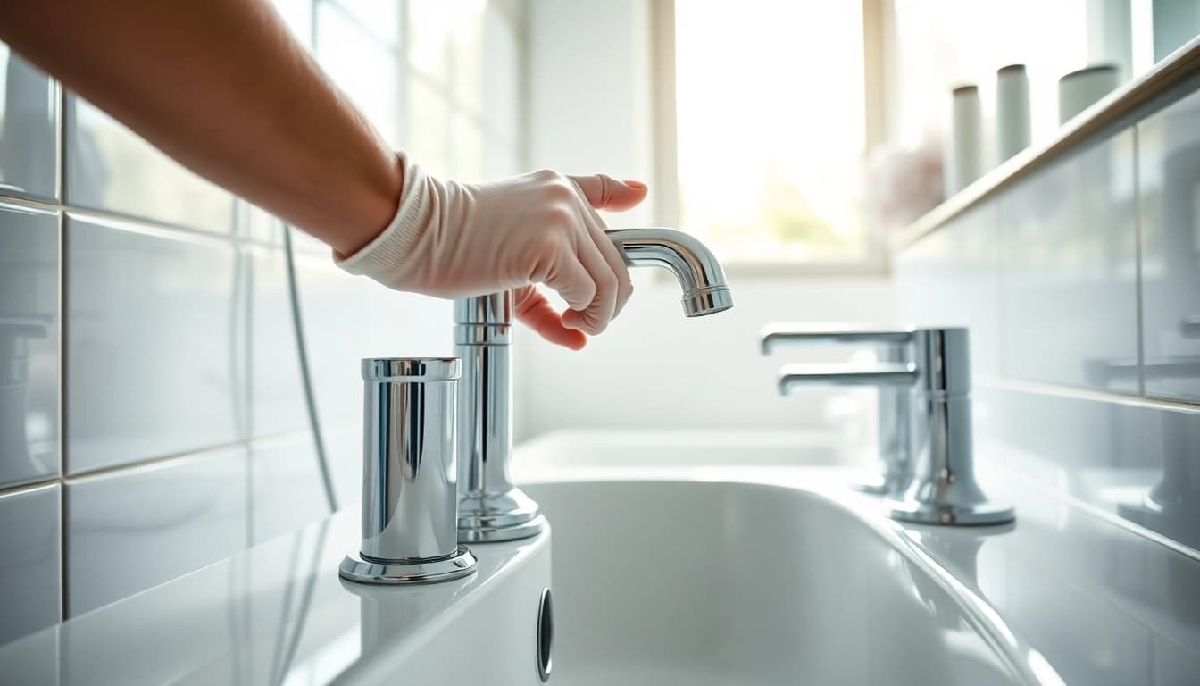 Installation eines modernen Sanitärsystems durch sonni sanitär GmbH im eleganten Badezimmer.
