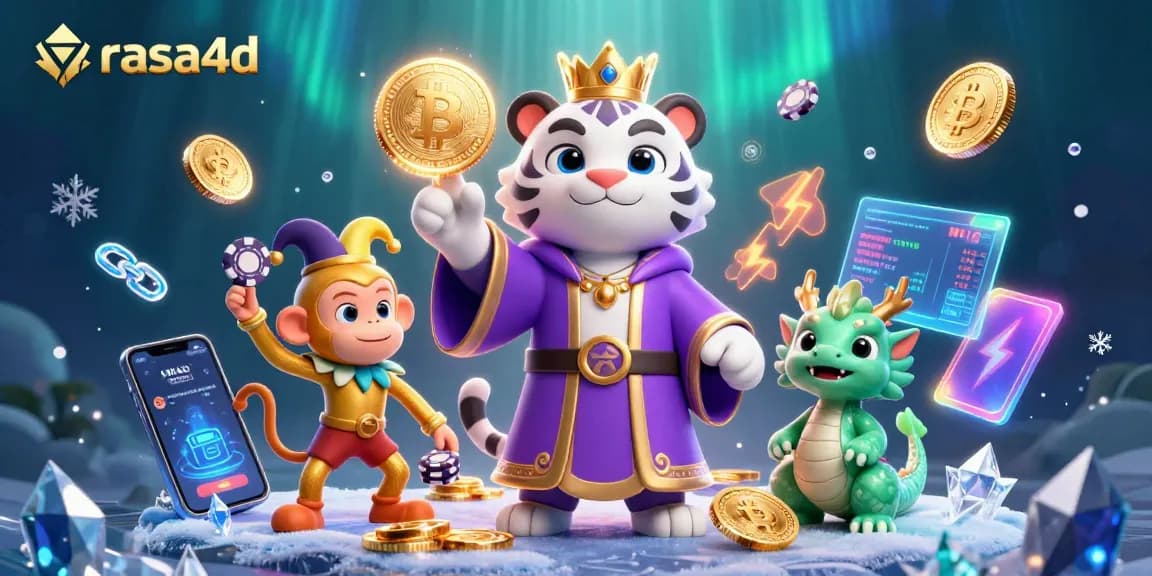 Permainan kasino rasa4d yang menarik dengan harimau putih dan monyet emas dalam suasana ceria.