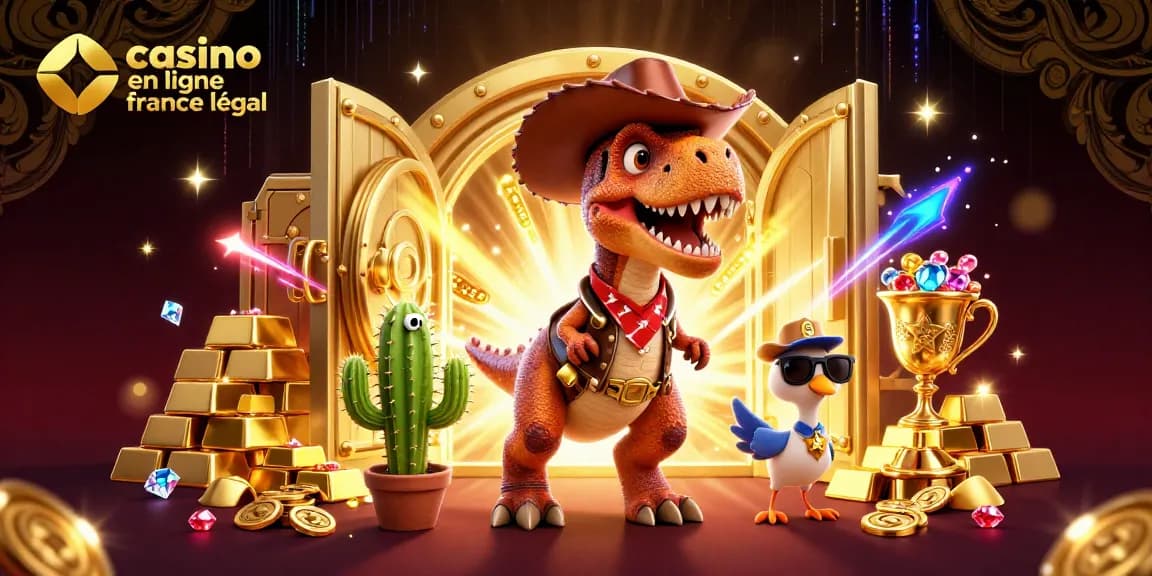 Jouez aux jeux de casino en ligne légal en France avec des personnages de dessins animés dans une scène colorée.
