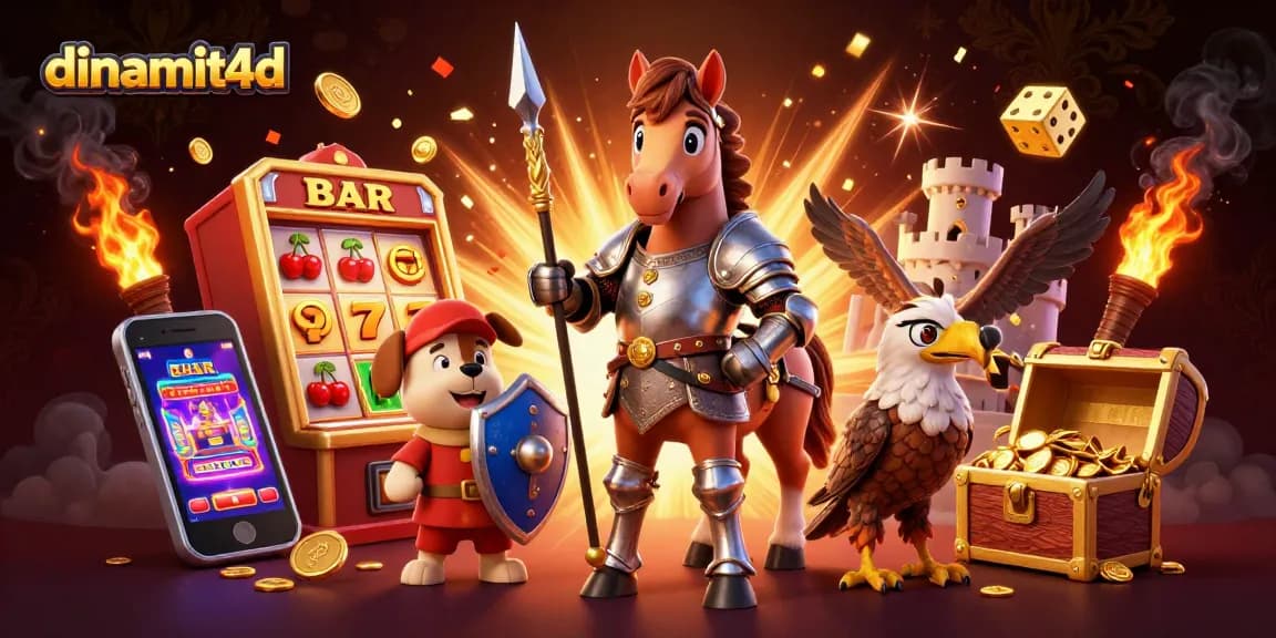 Experience thrilling gameplay with dinamit4d as medieval characters celebrate jackpot wins.