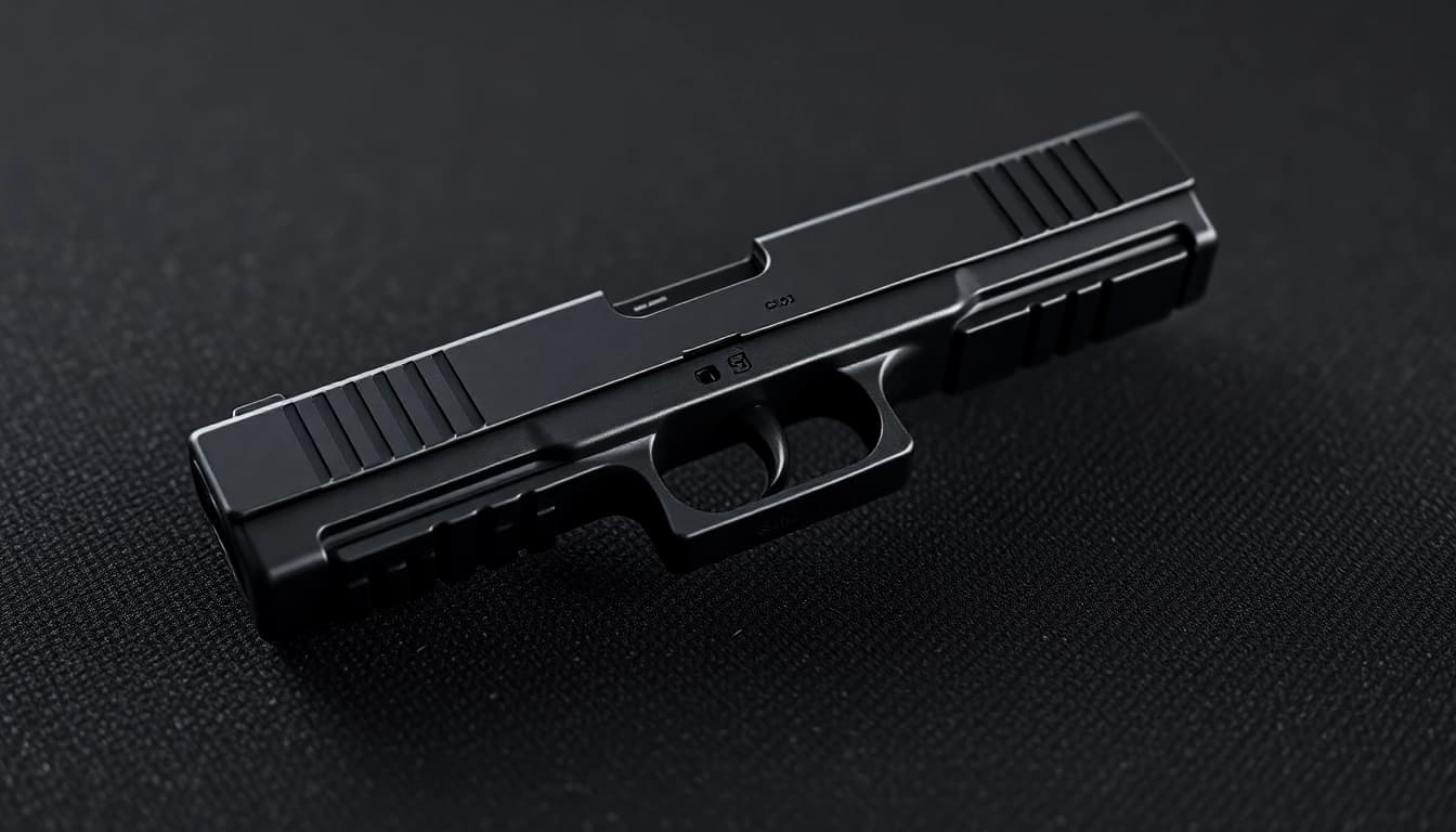 Buy Glock 19 MOS slide, showing precision design and features in a professional setting.