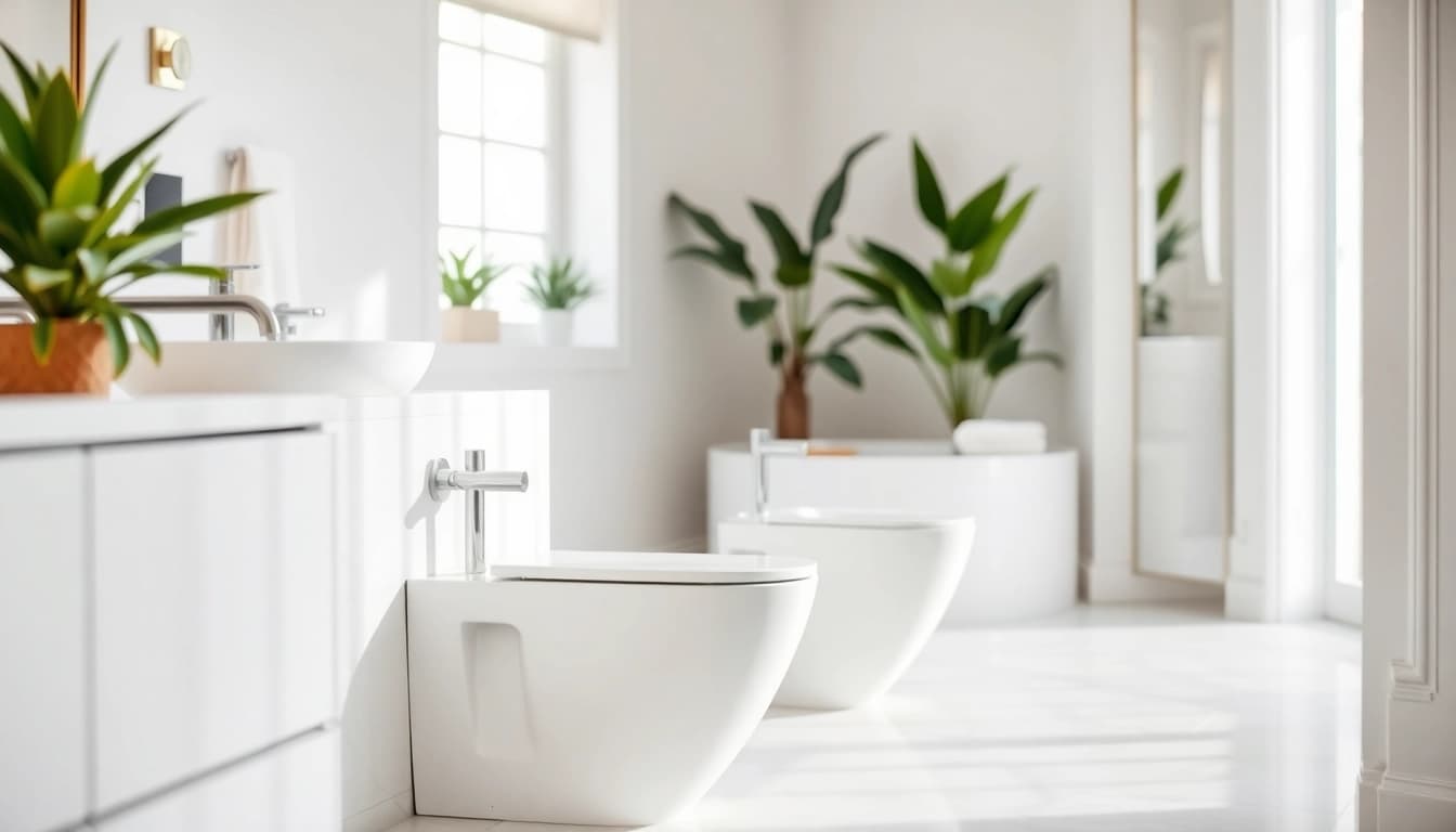 Il bidet elegante in un bagno moderno con design minimalista e luce naturale.