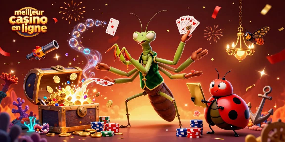 Découvrez le meilleur casino en ligne tout en jouant avec une mante religieuse et une coccinelle.