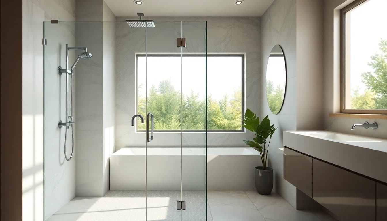 Explore elegant showers Australia featured in a modern luxurious bathroom setting.