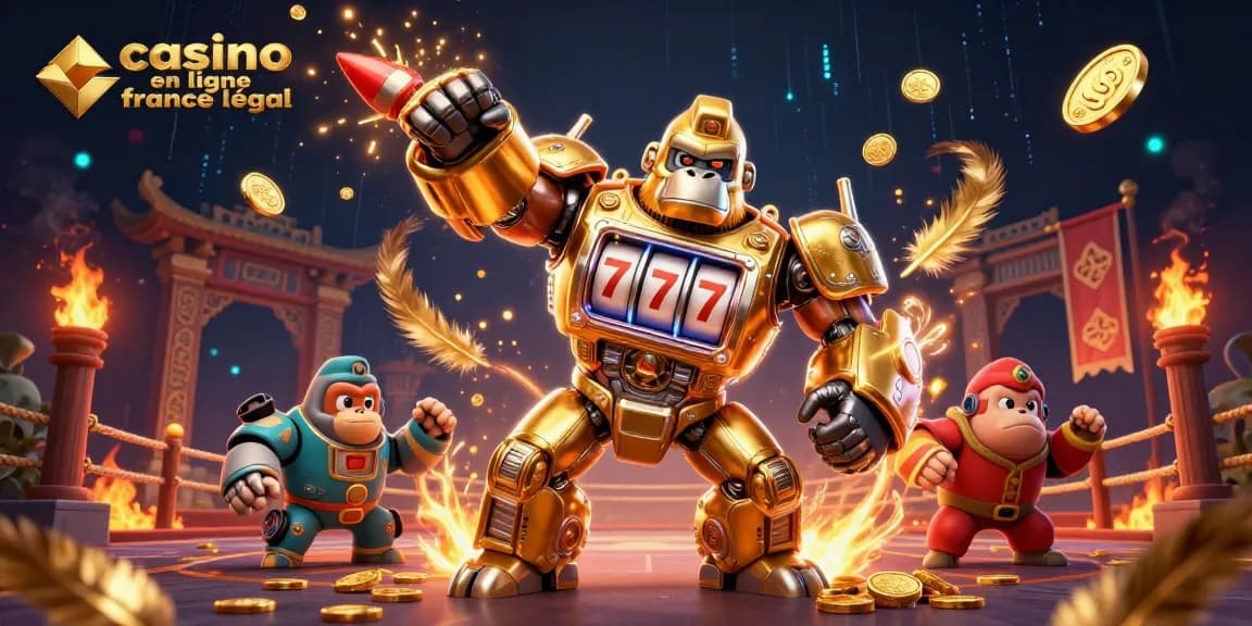 Ce visuel dynamique évoque le casino en ligne légal en France et l'excitation des jeux d'argent.