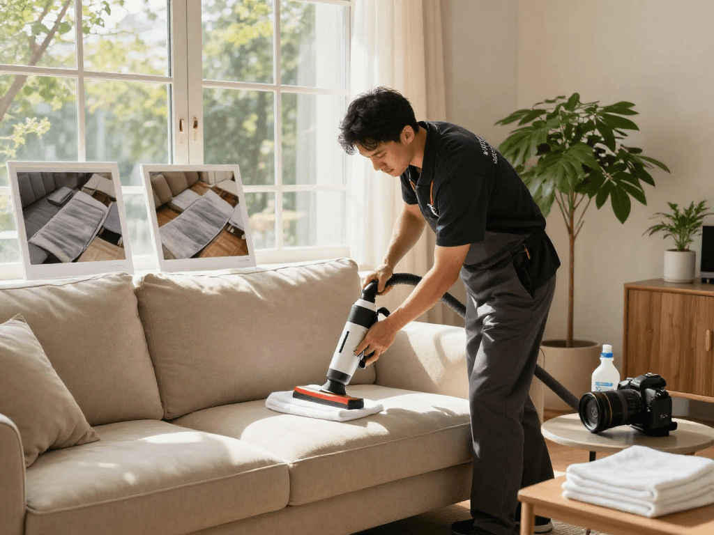 Pranie tapicerki przez specjalistów z panda-cleaner.pl w przytulnym wnętrzu