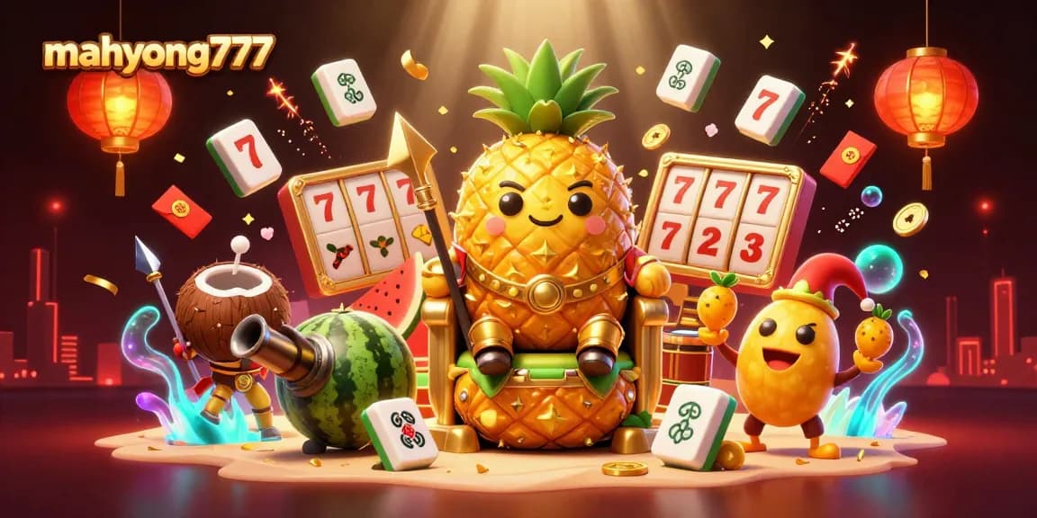 Experience winnings with mahyong777 amid vibrant casino elements and festive characters.