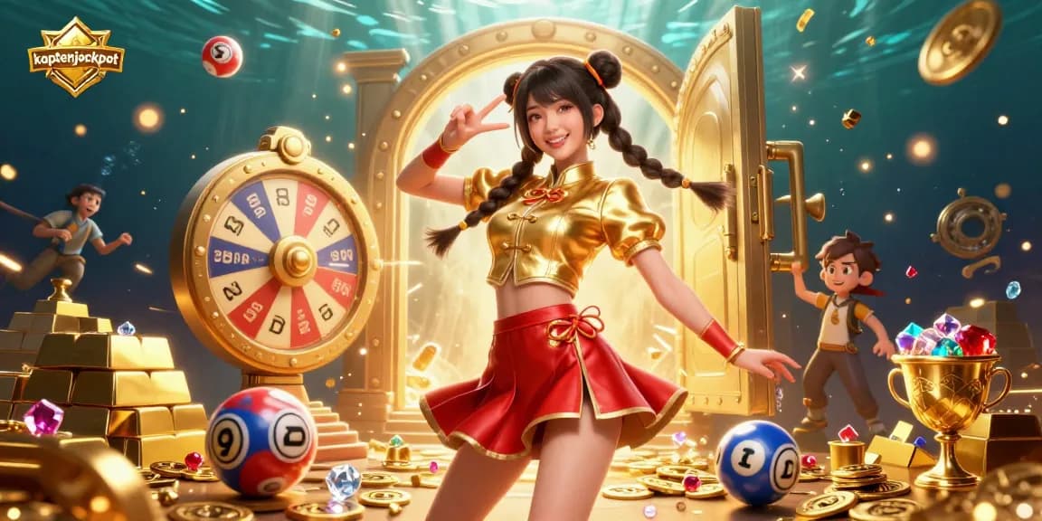 Experience the excitement of kaptenjackpot with vibrant casino elements in this engaging 3D artwork.