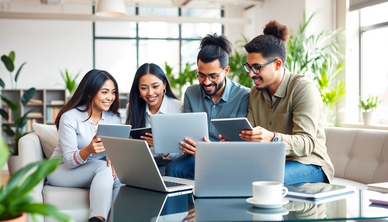 Collaborative environment illustrating small business jobs with professionals engaged in teamwork.