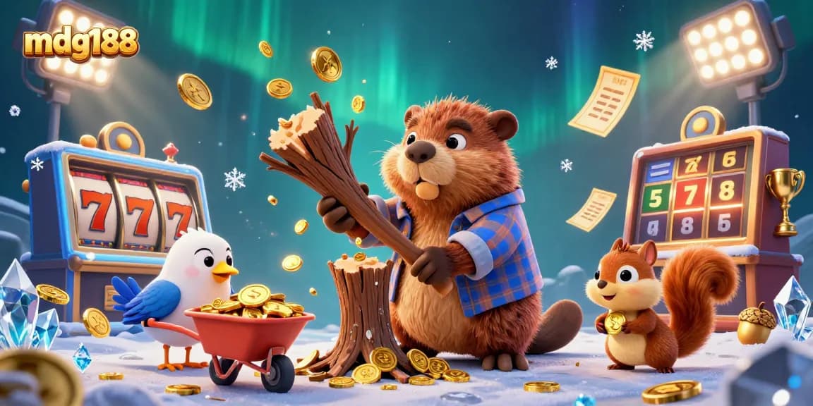 Experience the excitement of mdg188 with a 3D adventure featuring a beaver and friends collecting gold coins.
