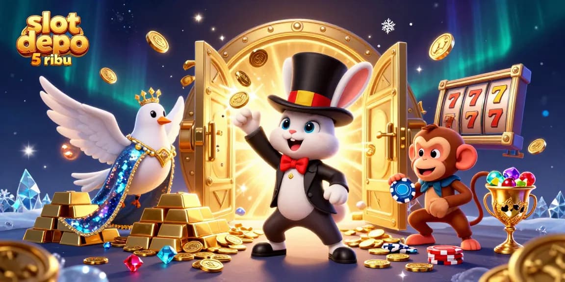 Spin the reels at slot depo 5 ribu with magical characters and dazzling treasures in this exciting casino scene.