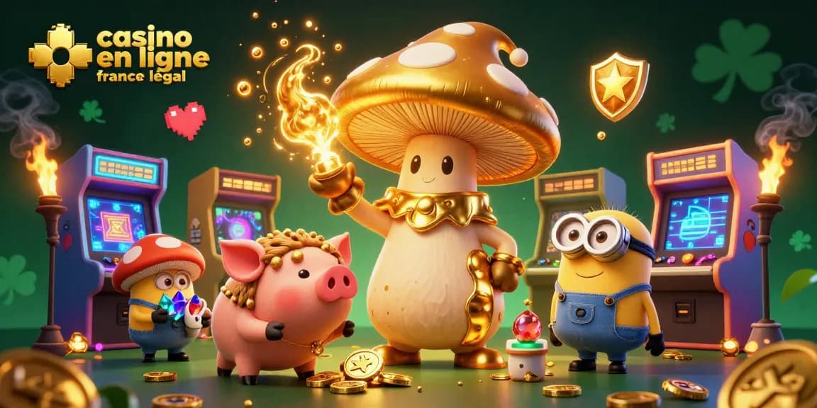 Jouer au casino en ligne légal en France avec magie et trésors dans une illustration animée.
