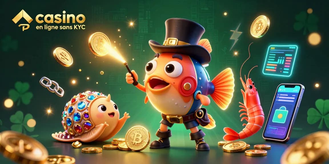 Jouer à casino en ligne sans KYC avec des personnages animés sous-marins attirant des pièces d'or