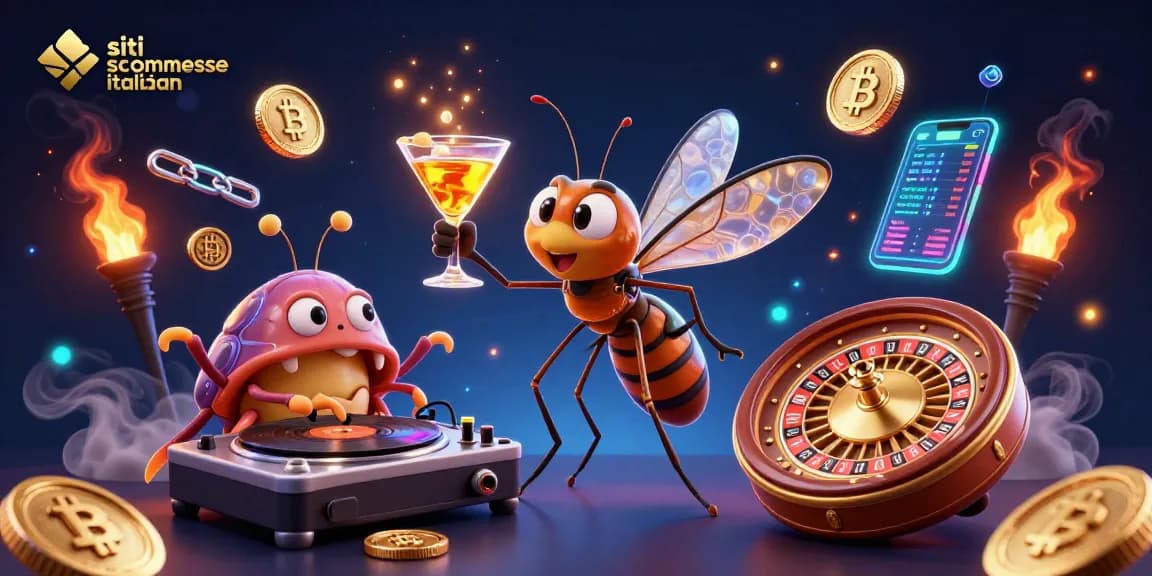 Scommetti sui migliori siti scommesse italiani con un'illustrazione vivace di un mascot casinò unico.