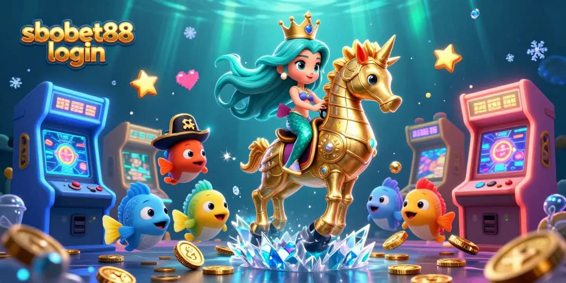 Engage with sbobet88 login through an exciting underwater adventure featuring a mermaid princess and treasures.