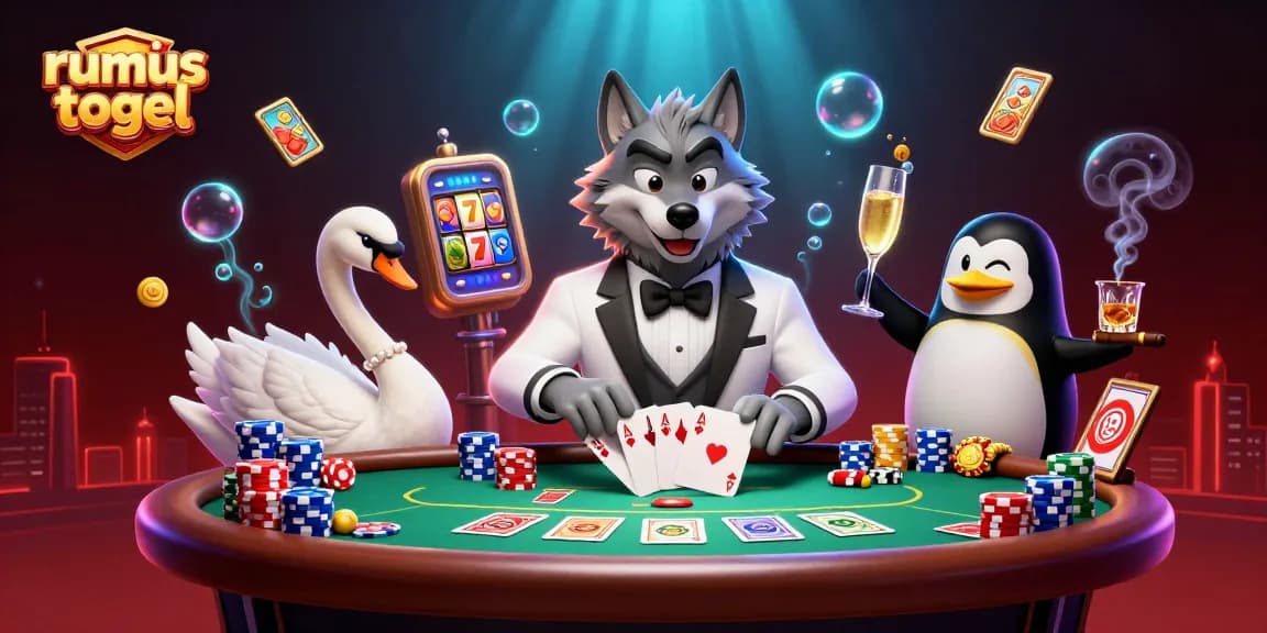 Play rumus togel with top characters at a baccarat table, showcasing vibrant casino elements.