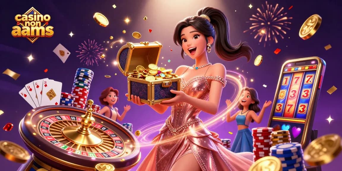 Vivi l'emozione dei casino non AAMS con una scena vibrante di tesori che presenta monete e gemme scintillanti.