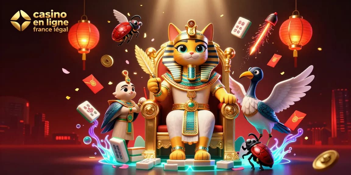 Jouez à votre faveur avec des jeux de casino en ligne France légal, un pharaon égyptien et des lanternes brillantes.