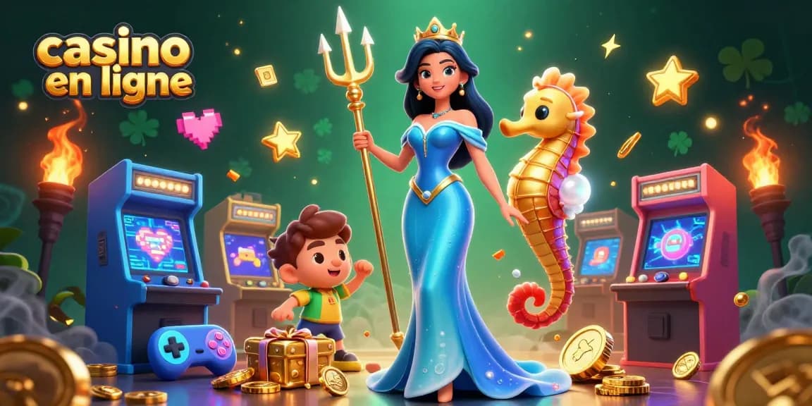 Jouez à des jeux au casino en ligne avec des personnages 3D, des machines d'arcade et des visuels vibrants.