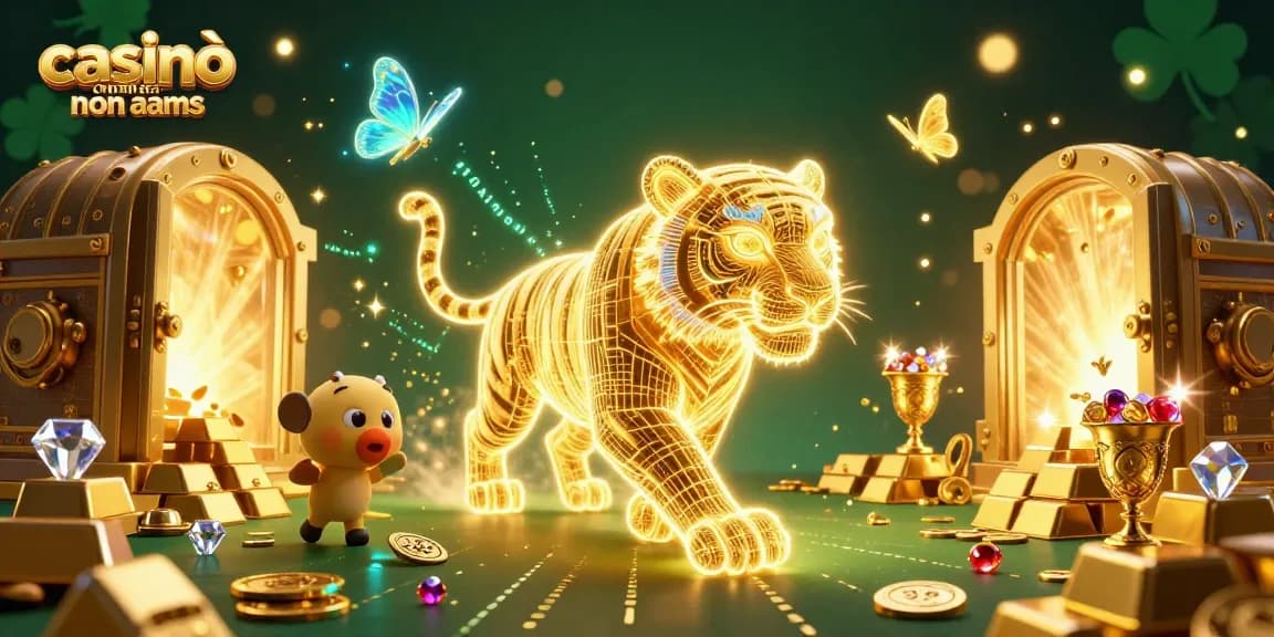 Giocando ai casinò online non AAMS con il tigre d'oro e il forziere luminoso pieno di ricchezze.