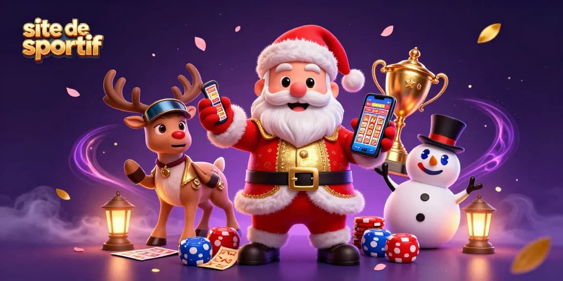 Découvrez le site de paris sportif avec Santa, un renne et un bonhomme de neige au casino.