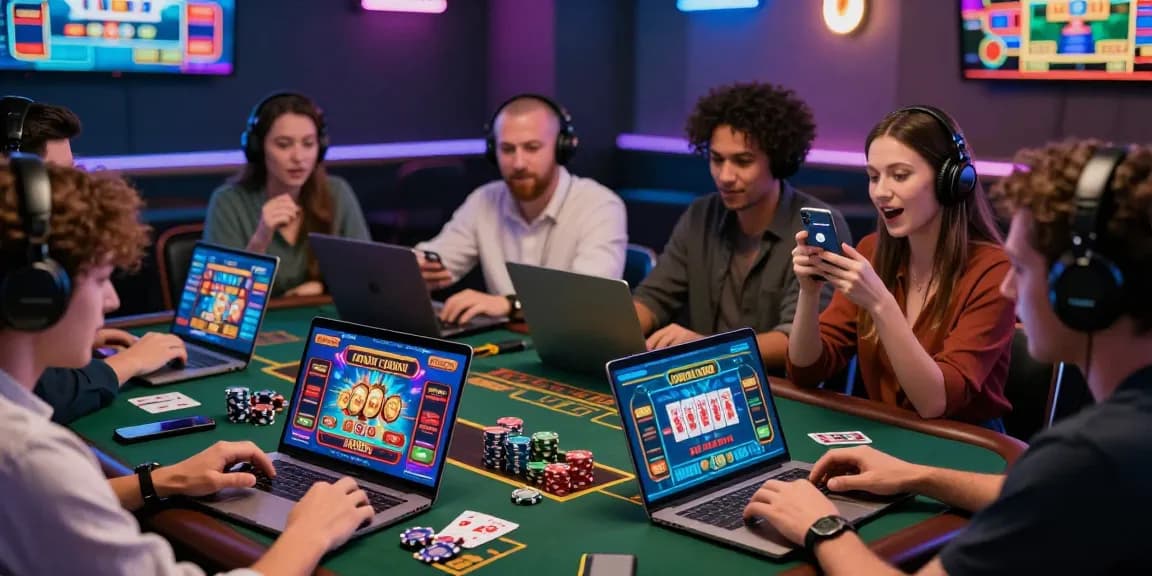 Players engaging with credit card casinos in a vibrant online gaming environment, showcasing excitement and diverse gaming options.