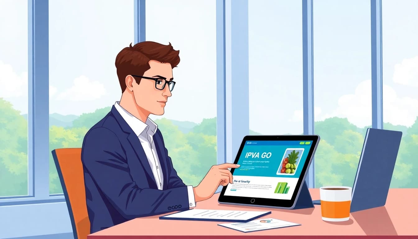 Engaged professional utilizing the IPVA GO website for efficient vehicle tax payment.