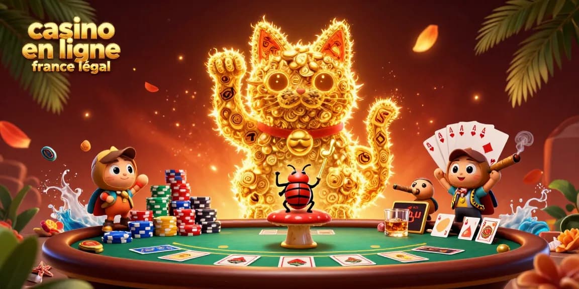 Les feux follets en forme de chat porte-bonheur dans un casino en ligne France légal.