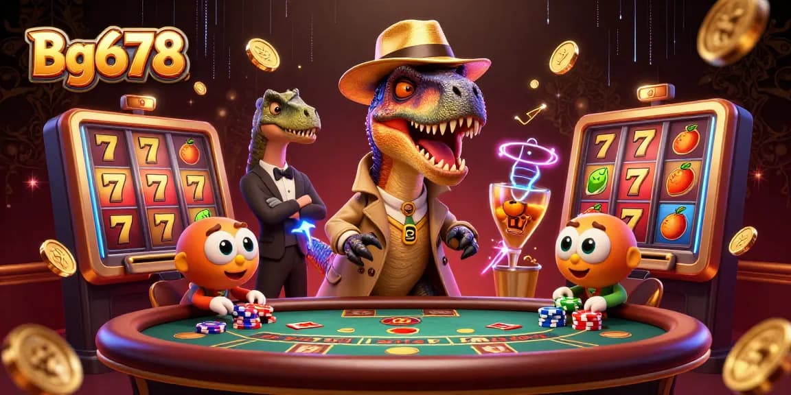 Engage with Bg678's thrilling casino games featuring dynamic velociraptor card counter scene.