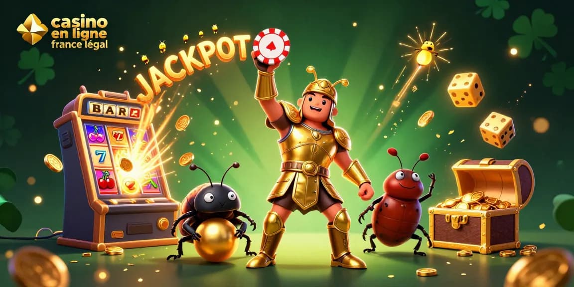 Profitez des gains au casino en ligne légal en France avec un héros coléoptère au poker.
