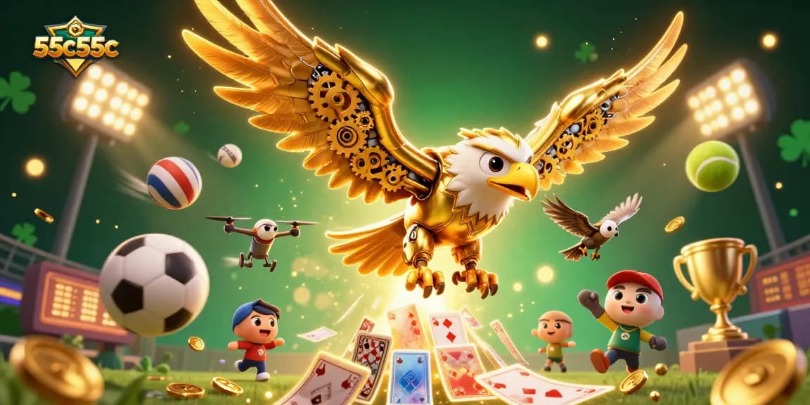 Experience the thrill of 55c55c with dynamic sports betting action and vibrant illustrations.