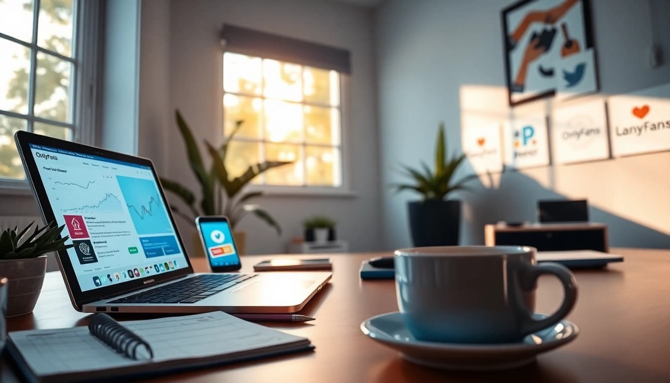 OnlyFans promotion tools showcased in a vibrant digital workspace, illustrating effective marketing strategies.