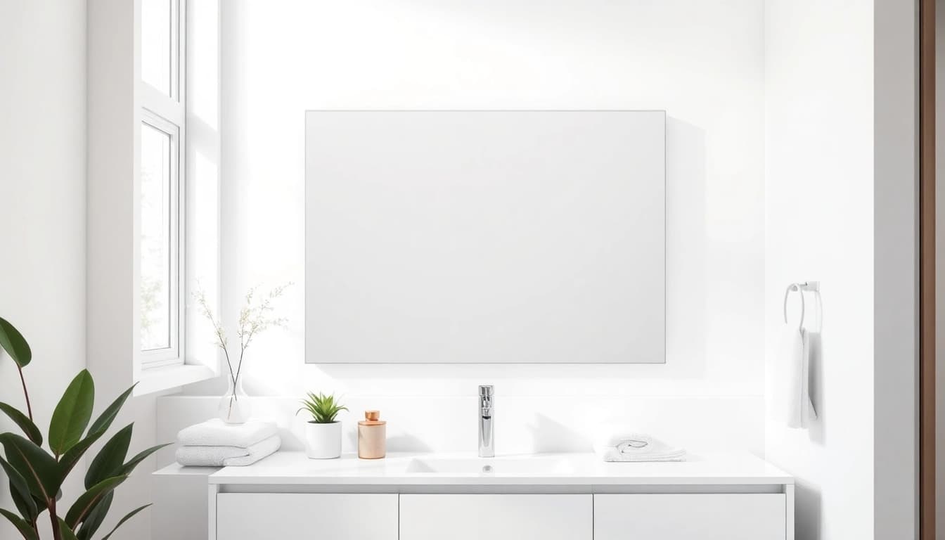 Enhance your space with a stylish mirror with lights, featuring sleek design in a chic bathroom.