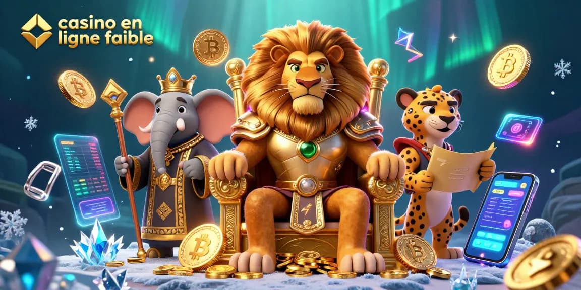 Casino en ligne fiable avec des personnages 3D en pleine action, un roi lion et des pièces d'or.