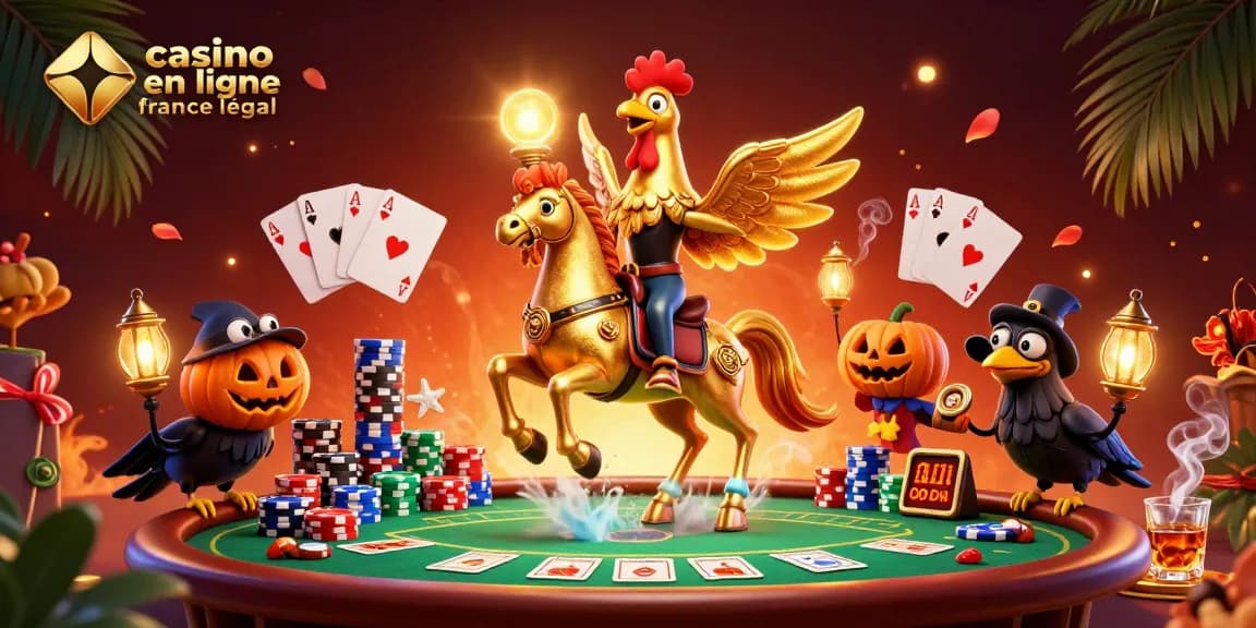Jouez au casino en ligne légal en France avec des personnages colorés dans une scène de jeu fascinante.