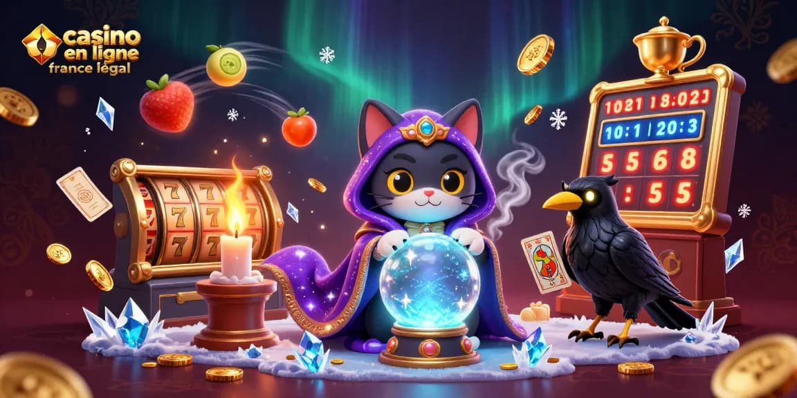 Jouez au casino en ligne France légal avec cette illustration captivante de chance et mystère.