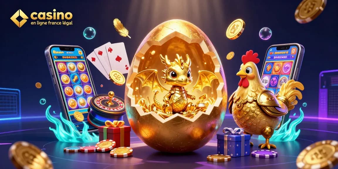 Le dragon d'or émerge dans le casino en ligne France légal avec des jetons de poker et des jeux de cartes