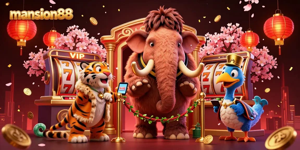 Experience the vibrant world of mansion88 with energetic characters in a dynamic casino setting.