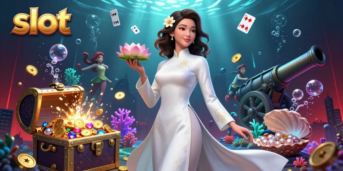 Experience the excitement of slot games in a vibrant underwater casino setting.