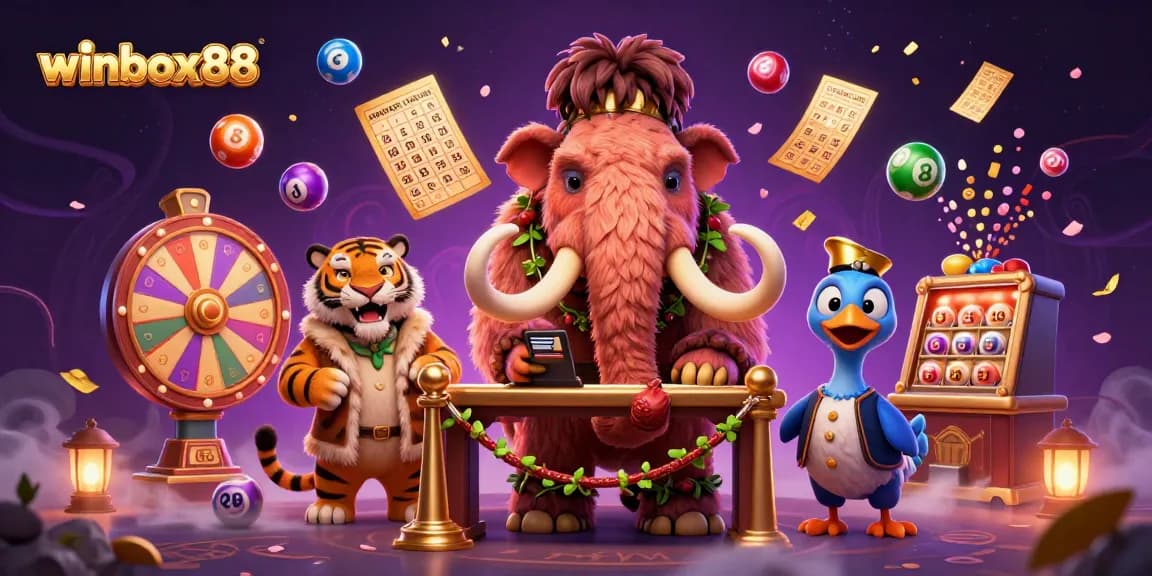 Experience the excitement of winbox88 with dynamic casino characters and lottery elements.
