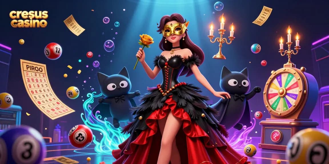 Découvrez le casino Cresus avec une action de jeu immersive dans une illustration 3D époustouflante mettant en vedette des éléments vibrants.