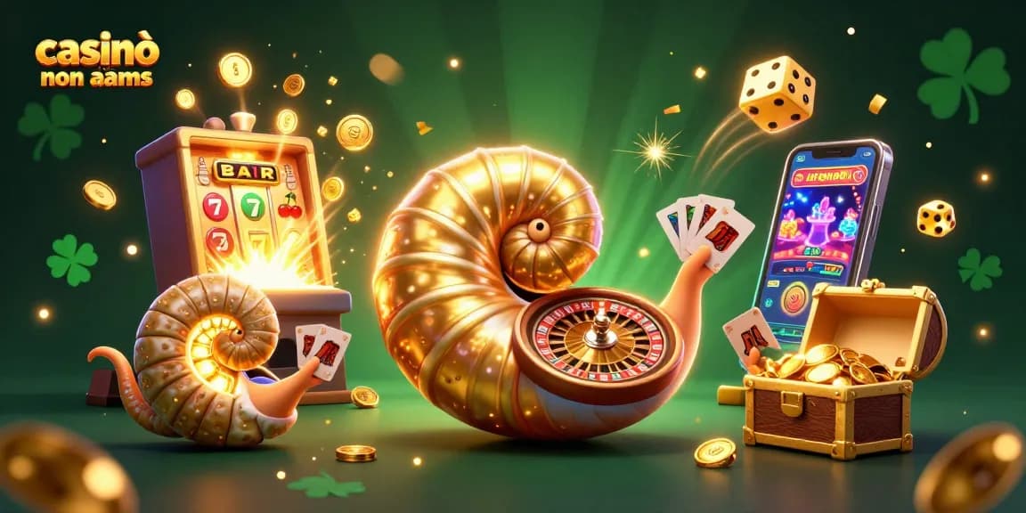 Giocare nei casinò online non AAMS con un’illustrazione 3D di un nautilo dorato mentre offre premi e divertimento.